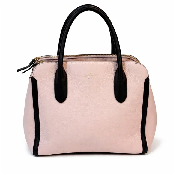 KATE SPADE Pink and Black Leather Satchel Double Zipper - Picture 5 of 10